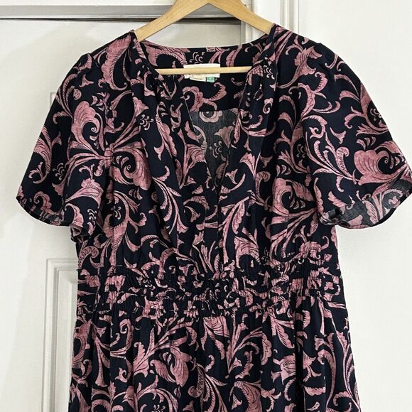 Anthropologie Somerset Maxi Dress Size 1x Smocked Waist Tiered A-Line Floral - Picture 3 of 11